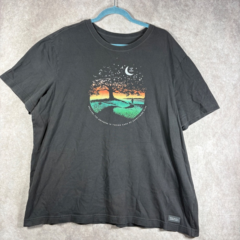 Life is Good T-Shirt Mens Size XL Gray Crusher Graphic Nature Cotton Tee Casual